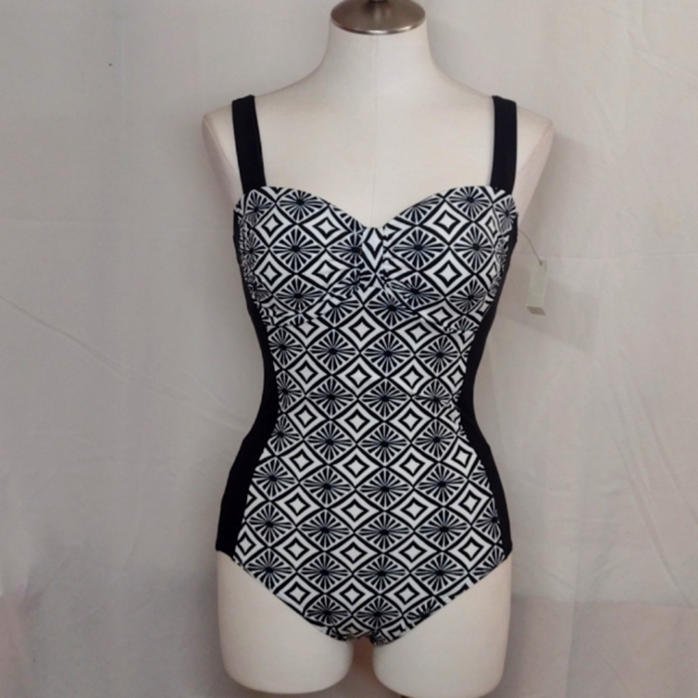 Talbots B&W One Piece Swimsuit